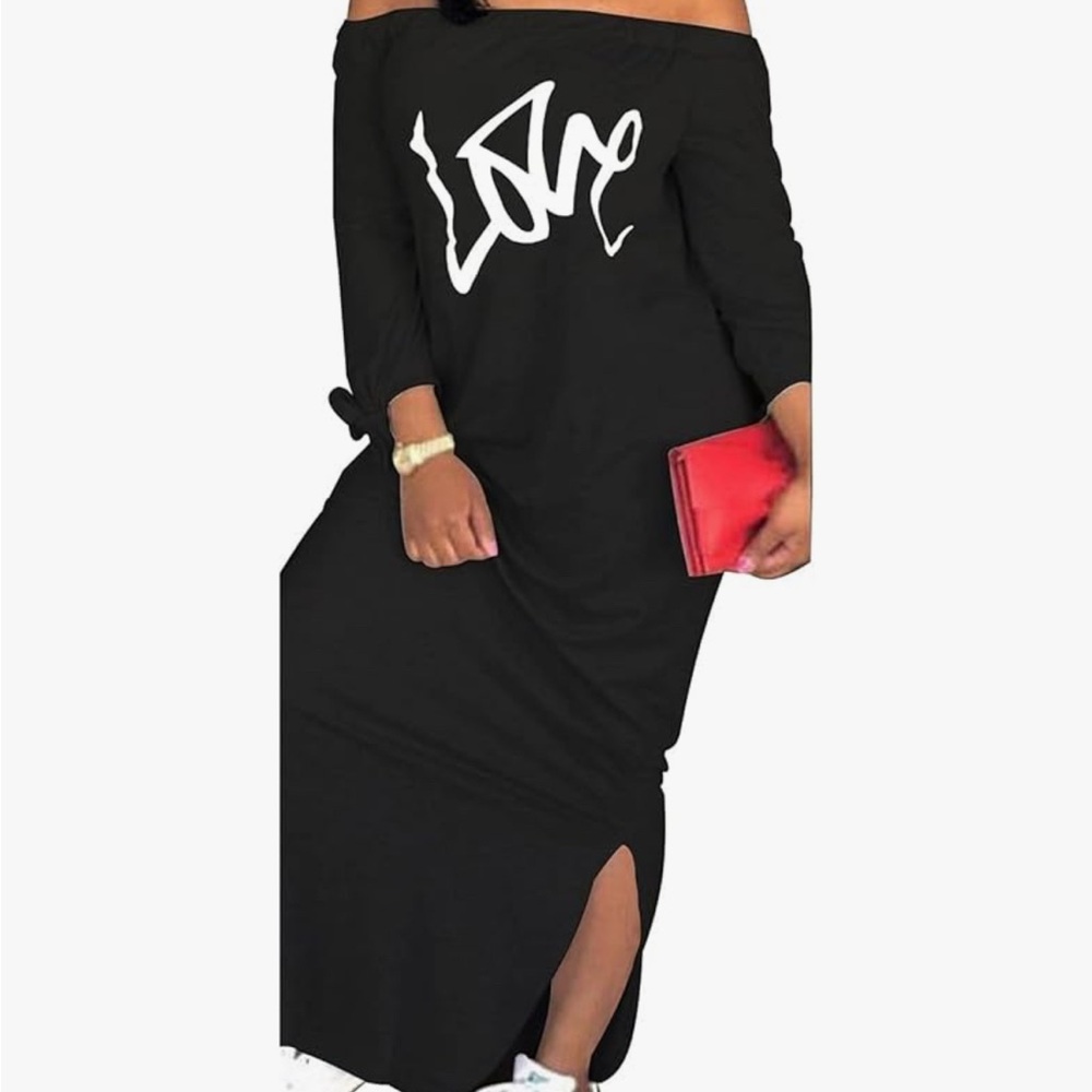 Chic Black Long Sleeve Dress with Artistic Design